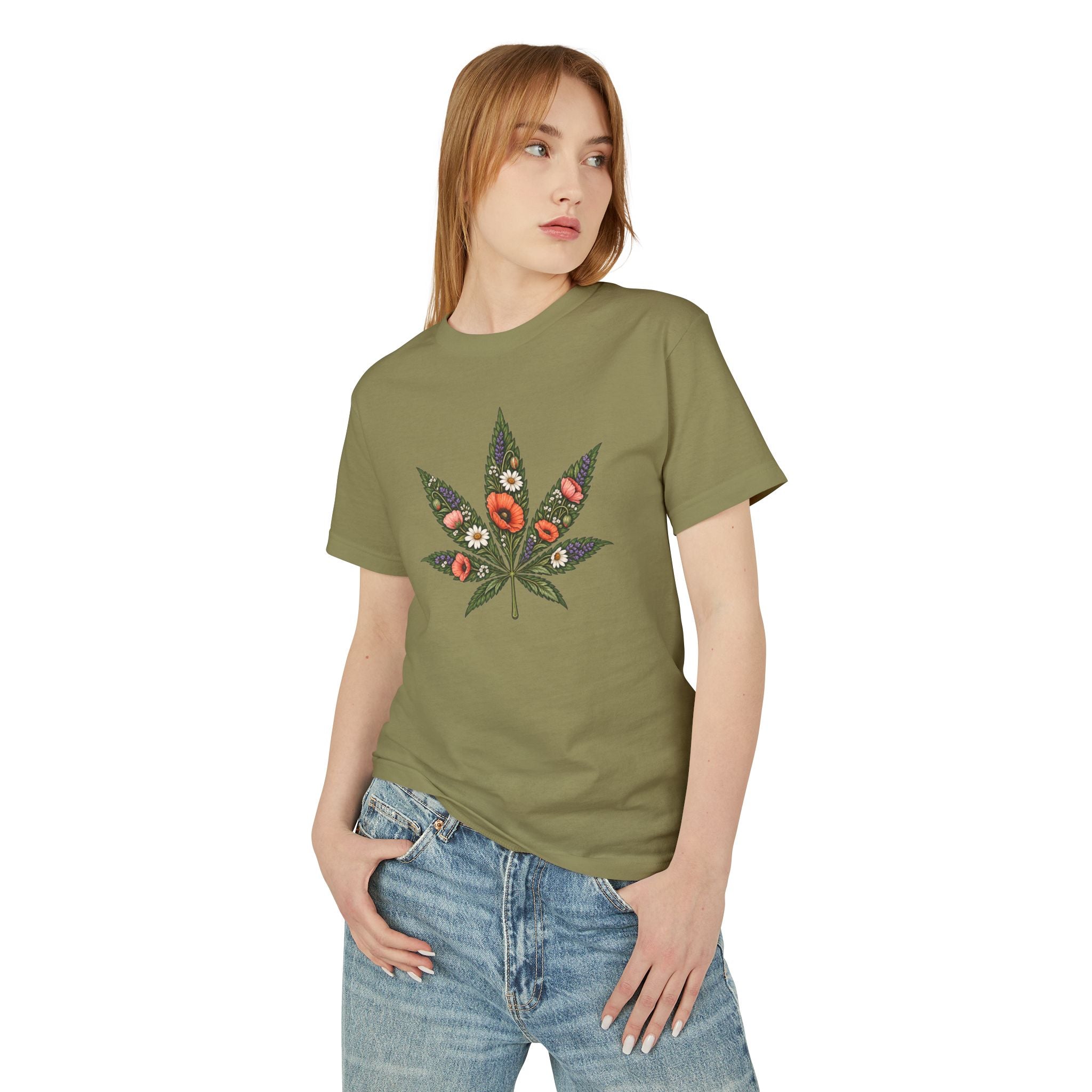 Floral Cannabis Leaf Tee