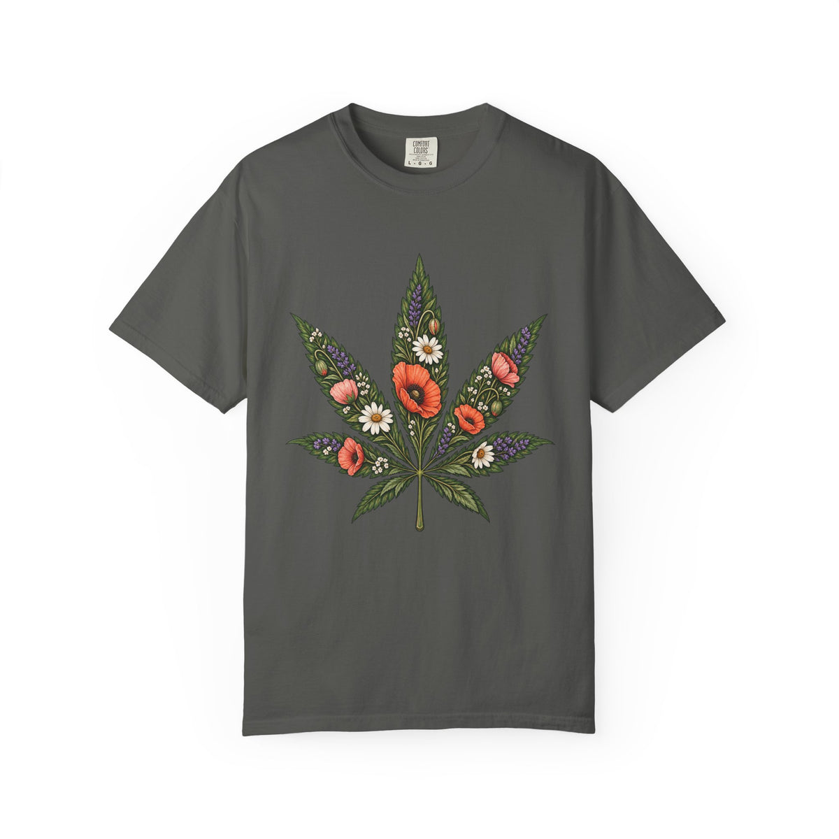 Floral Cannabis Leaf T-Shirt — Botanical Weed Graphic Tee
