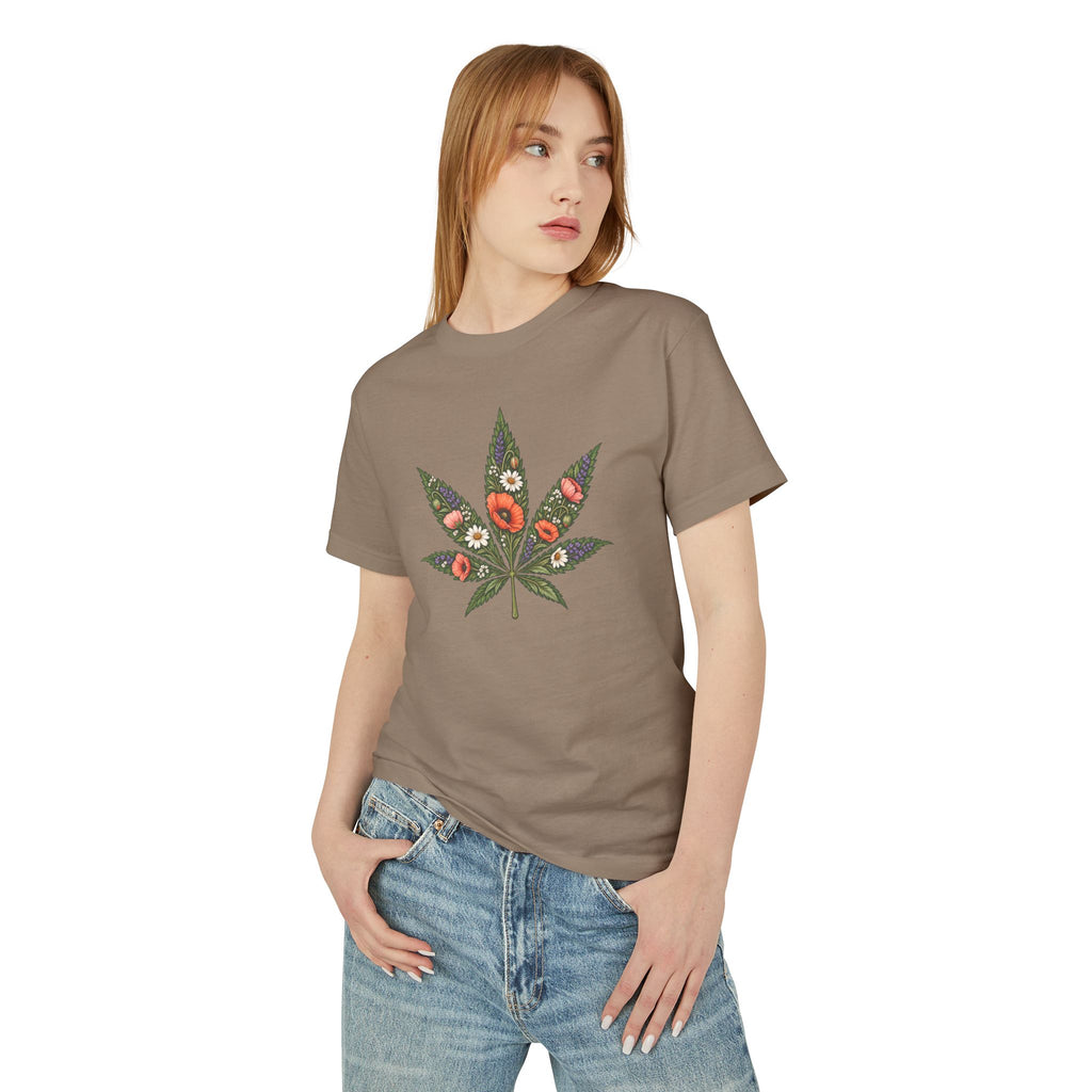 Floral Cannabis Leaf Tee