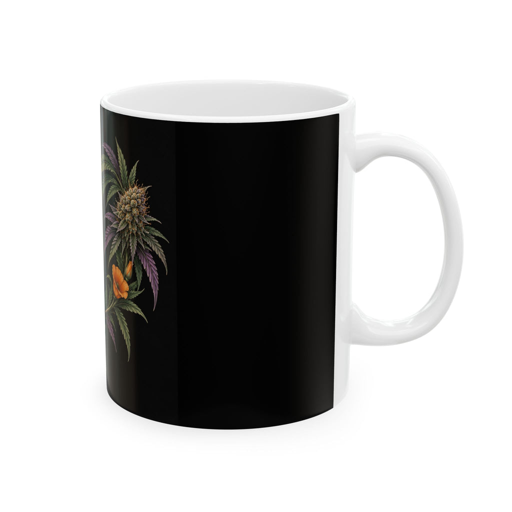 Botanical Heart Cannabis Mug — Floral Weed Art Ceramic Coffee Cup (11oz/15oz)
