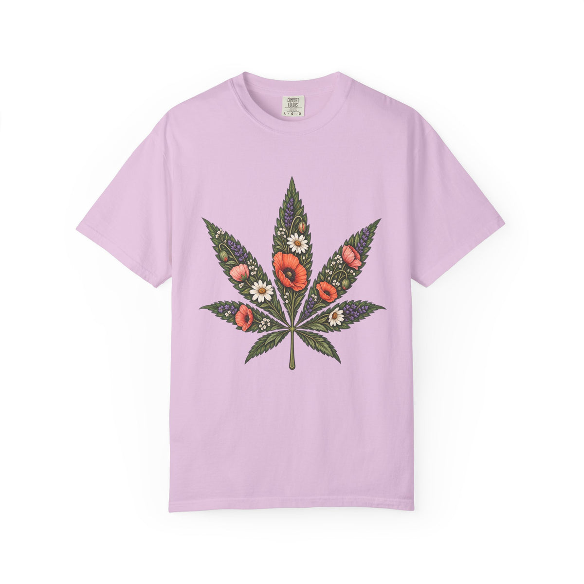 Floral Cannabis Leaf T-Shirt — Botanical Weed Graphic Tee