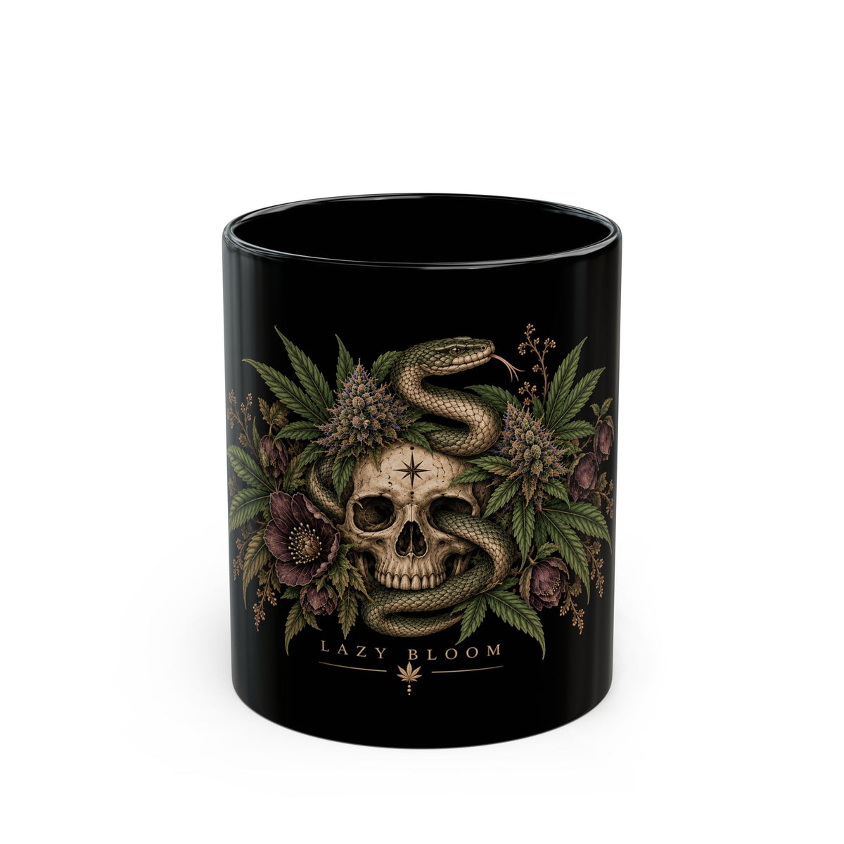 Lazy Bloom Skull and Snake Gothic Botanical Mug
