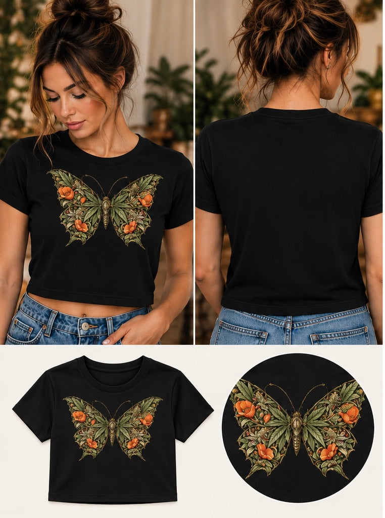 Botanical Butterfly Baby Tee | Lazy Bloom
