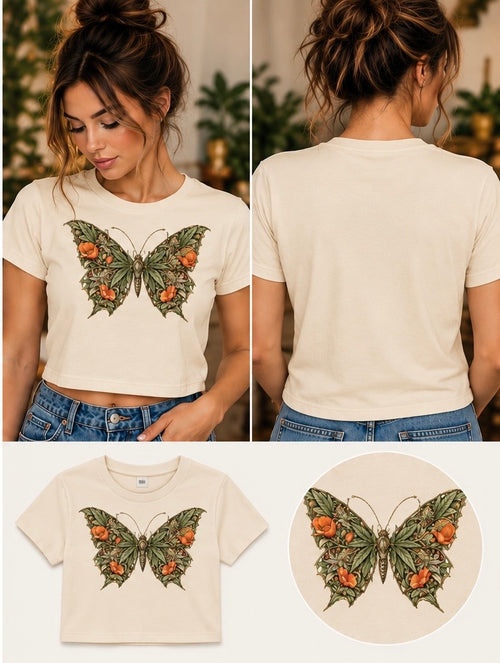 Botanical Butterfly Baby Tee | Lazy Bloom