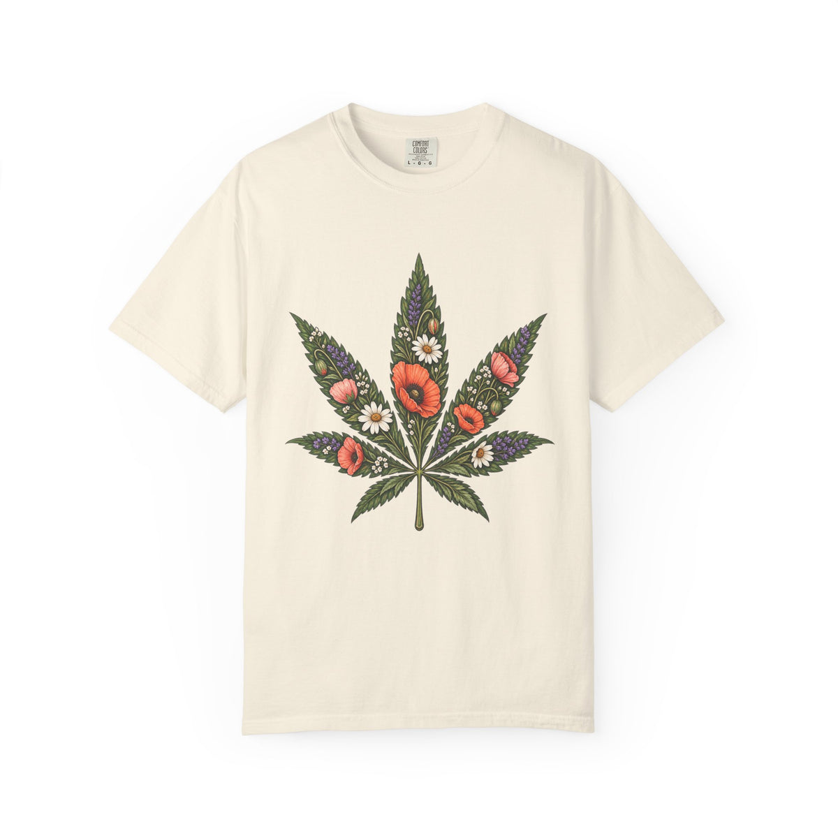 Floral Cannabis Leaf T-Shirt — Botanical Weed Graphic Tee