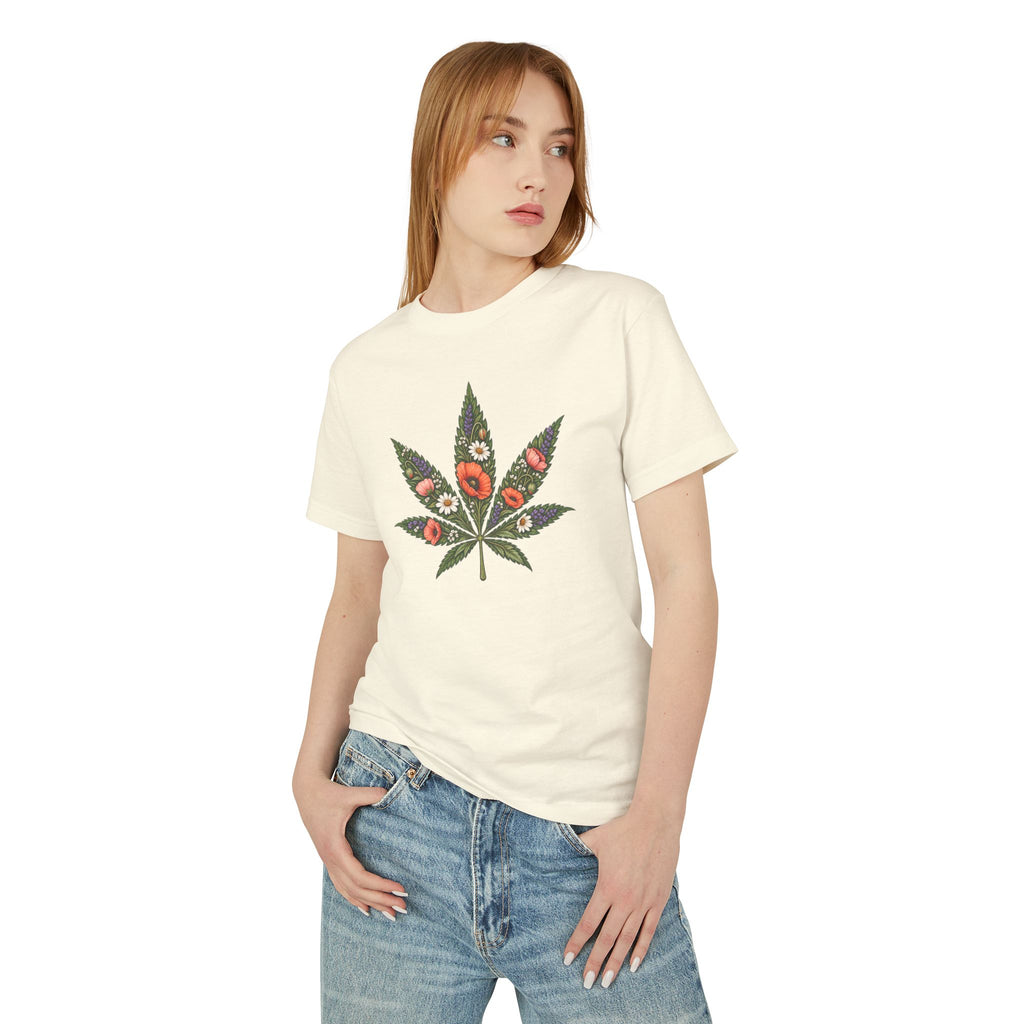 Floral Cannabis Leaf Tee