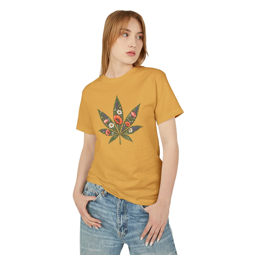 Floral Cannabis Leaf Tee