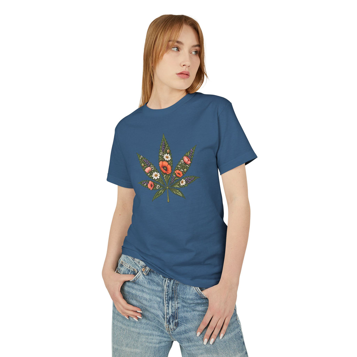 Floral Cannabis Leaf Tee