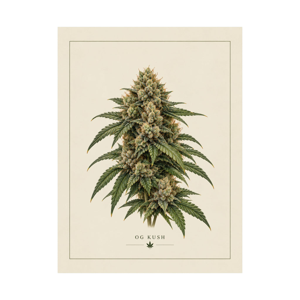 OG Kush Botanical Poster — Matte Vertical Cannabis Art Print