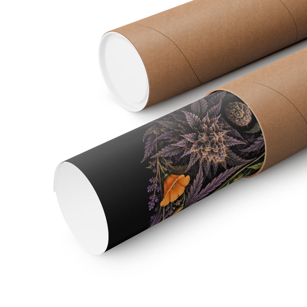 Yin Yang Cannabis Botanical Matte Print — Vertical Art Poster
