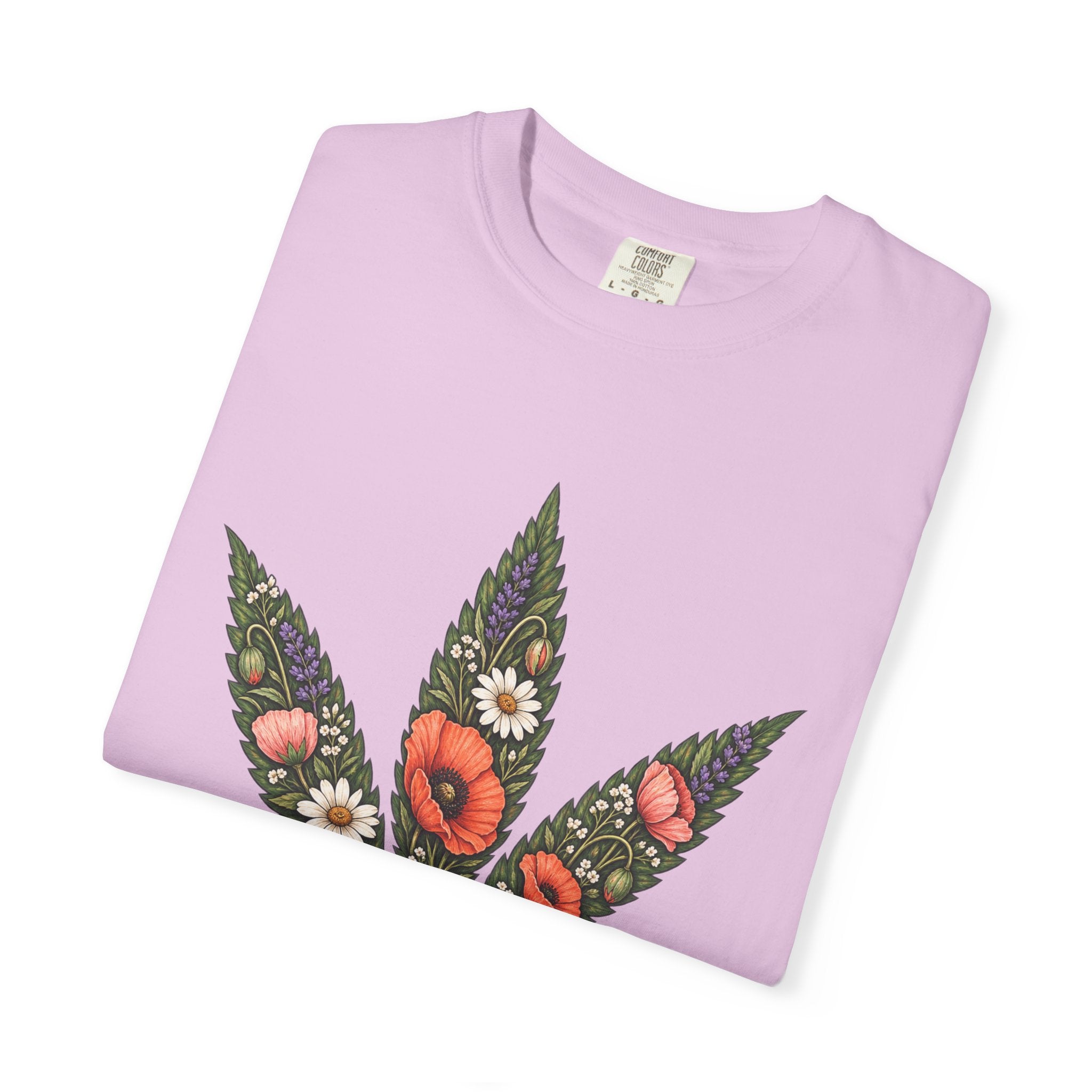 Floral Cannabis Leaf T-Shirt — Botanical Weed Graphic Tee