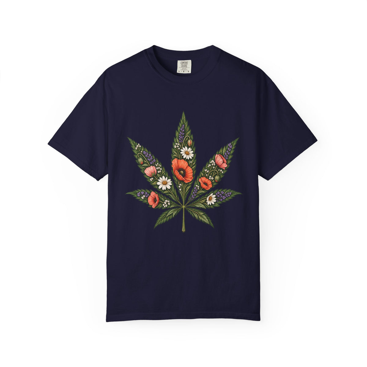 Floral Cannabis Leaf T-Shirt — Botanical Weed Graphic Tee