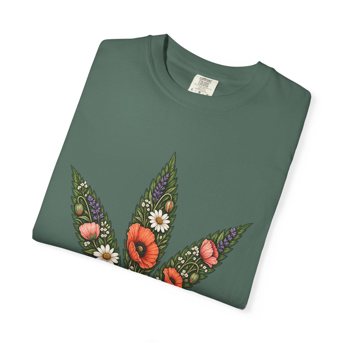 Floral Cannabis Leaf T-Shirt — Botanical Weed Graphic Tee