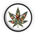 Botanical Cannabis Leaf Floral Wall Clock